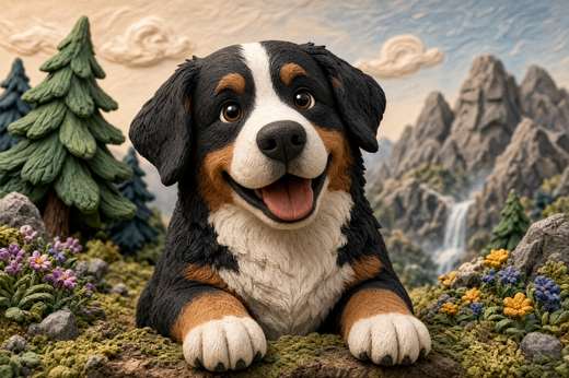 Bernese Mountain Dog poster, Claymation Dogs