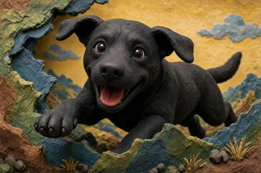 Black Labrador poster, Claymation Dogs