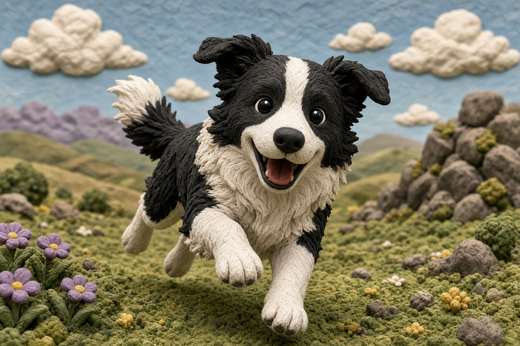 Border Collie poster, Claymation Dogs