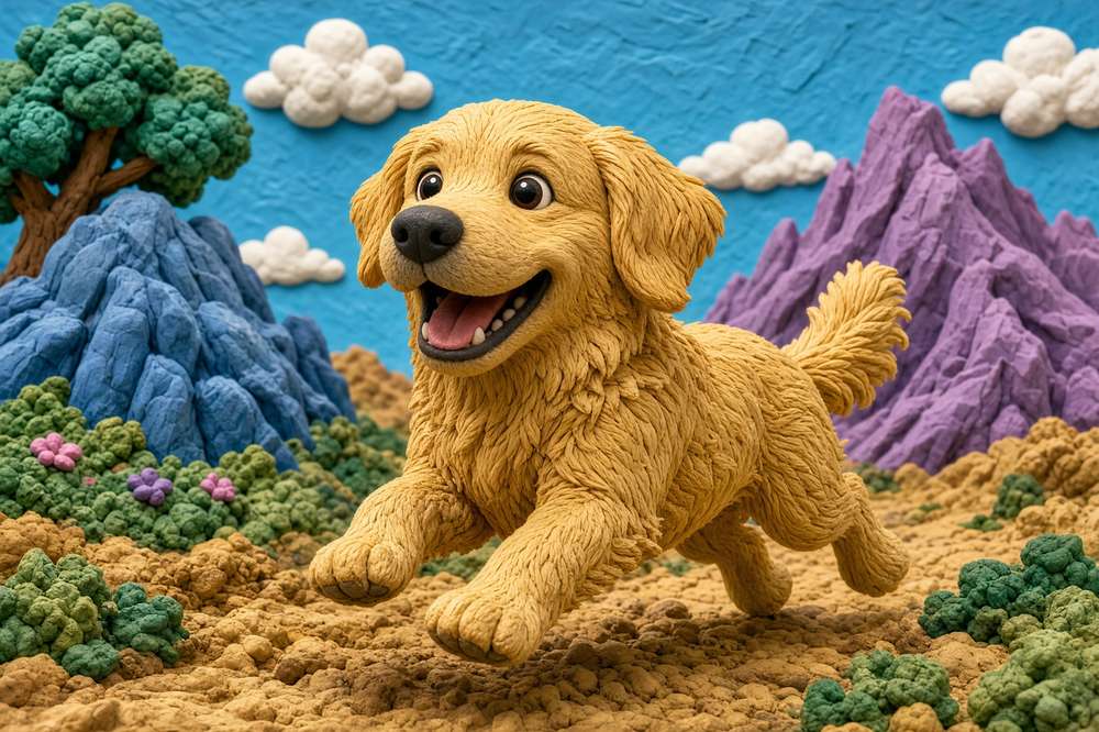 Golden Retriever poster, Claymation Dogs