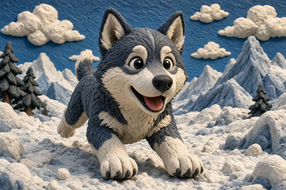 Siberian Husky poster, Claymation Dogs