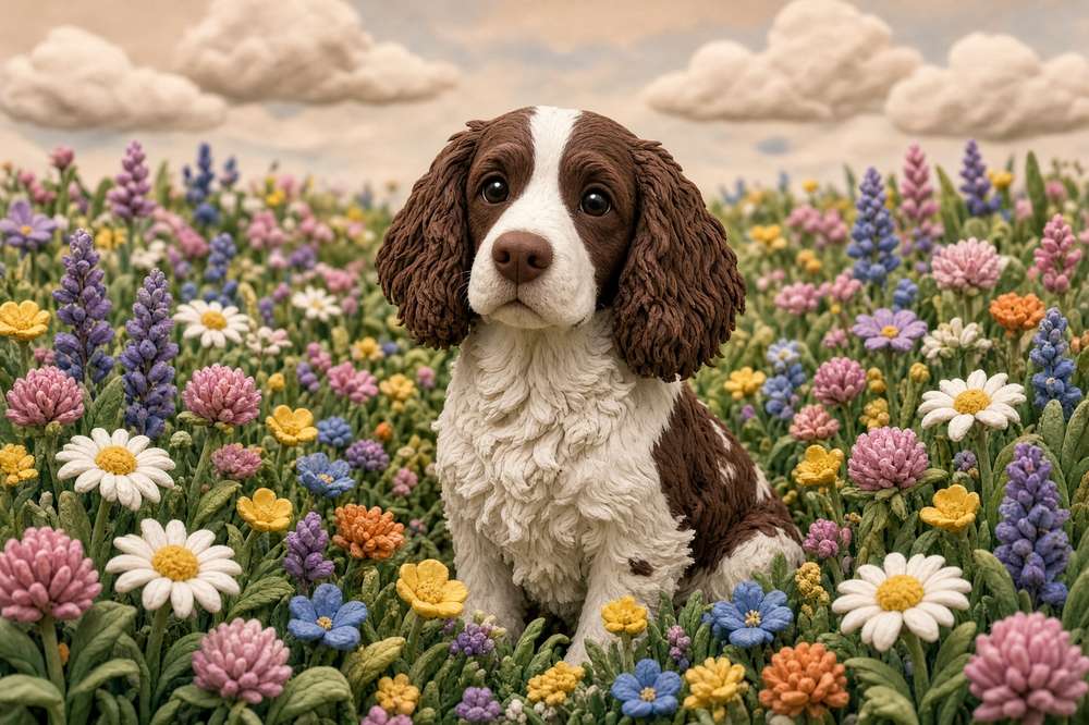 Springer Spaniel poster, Claymation Dogs