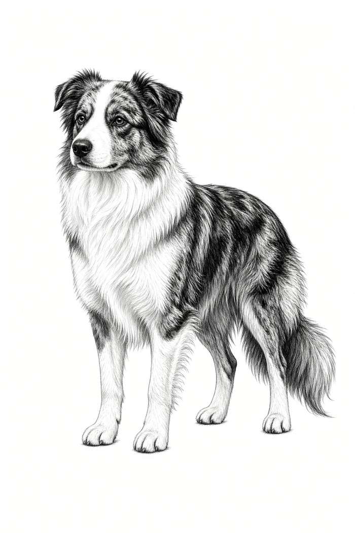 Australian Shepherd poster, Sketch Dogs