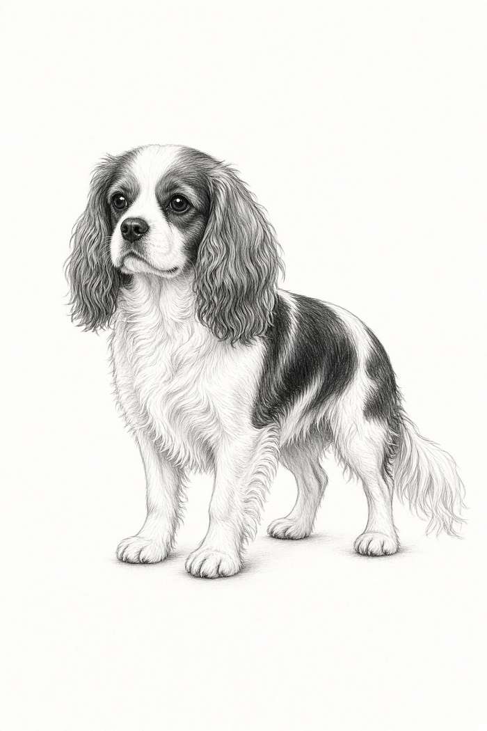 Cavalier King Charles poster, Sketch Dogs
