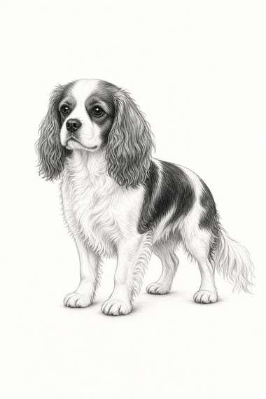Cavalier King Charles poster, Sketch Dogs