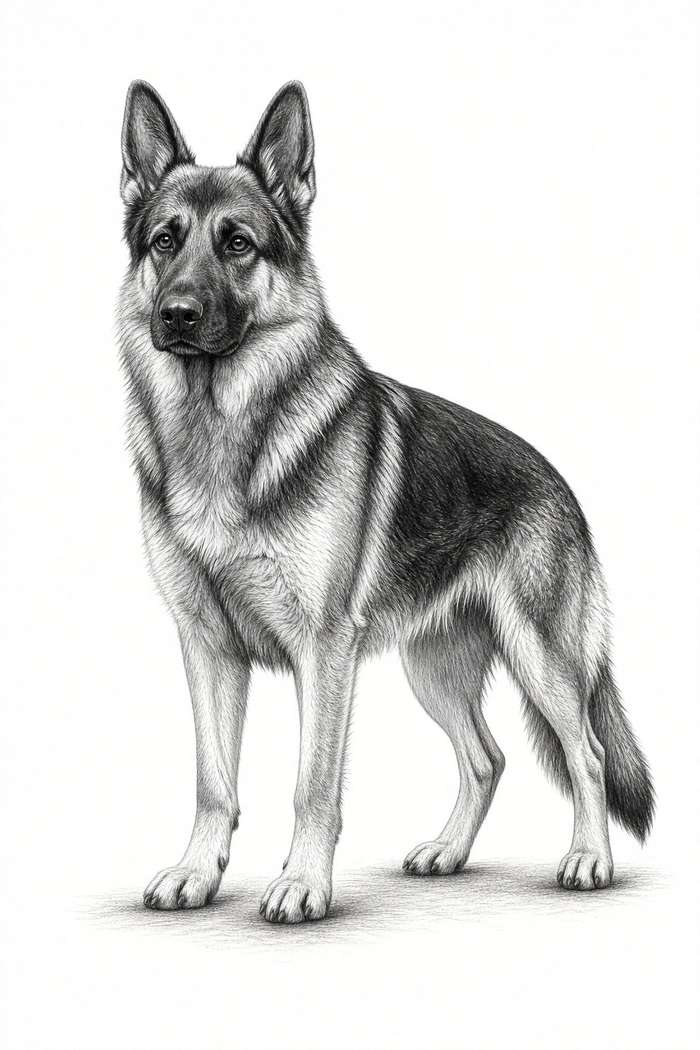 German Shepherd poster, Sketch Dogs