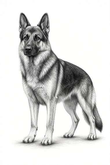 German Shepherd poster, Sketch Dogs