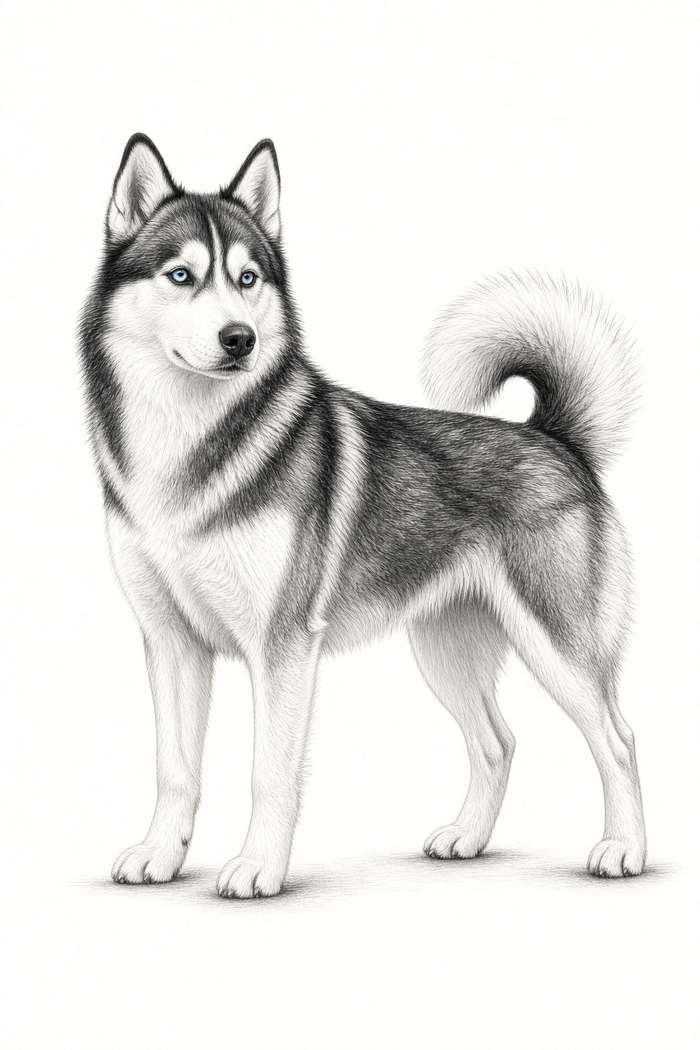 Siberian Husky poster, Sketch Dogs