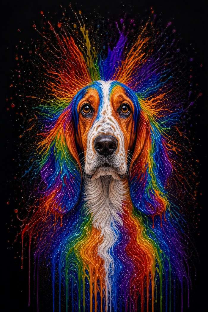 Basset poster, Paint Splash Dogs