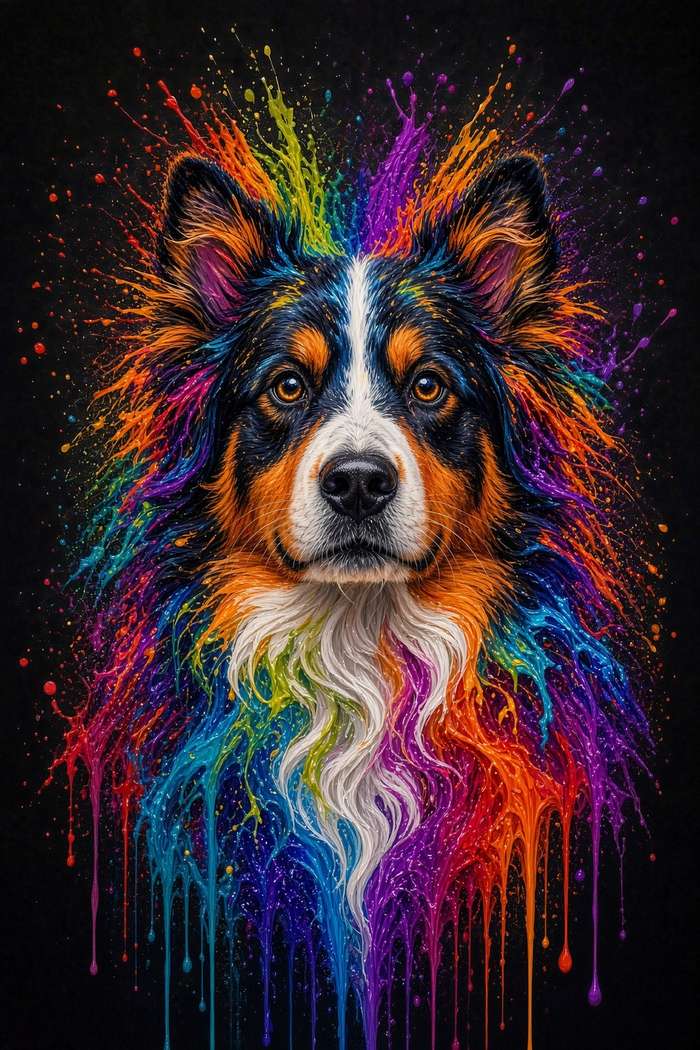 Bernese Mountain Dog poster, Paint Splash Dogs