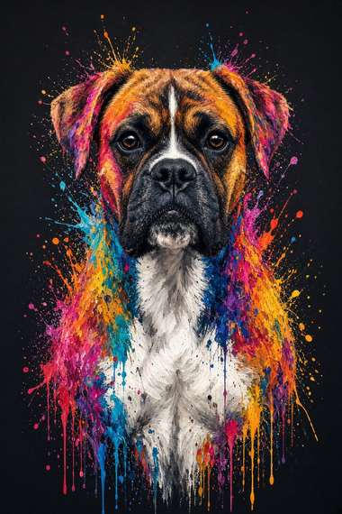 Boxer poster, Paint Splash Dogs