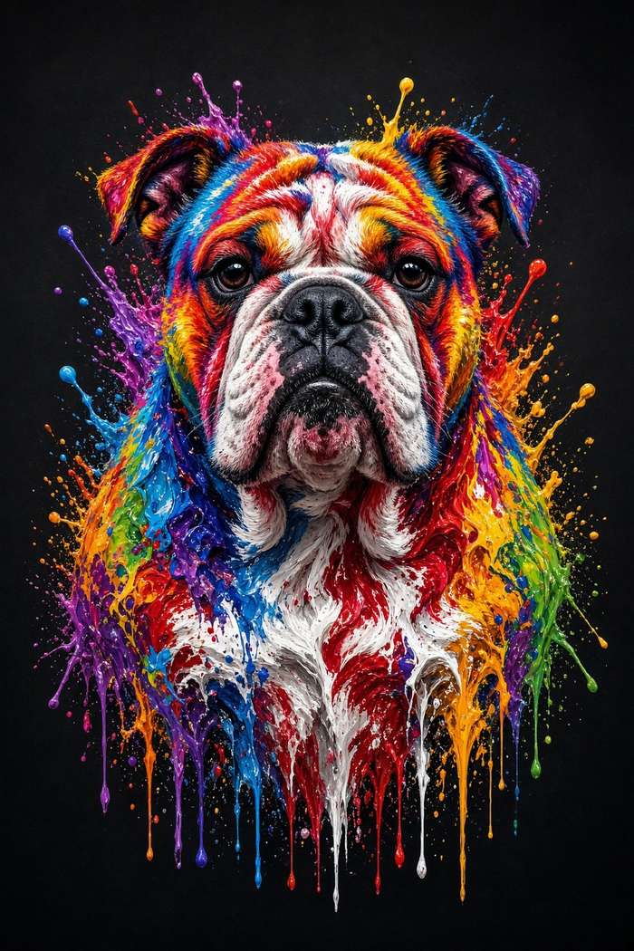 Bulldog poster, Paint Splash Dogs