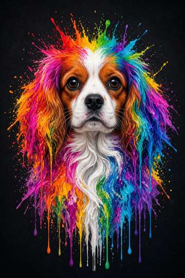 Cavalier King Charles poster, Paint Splash Dogs