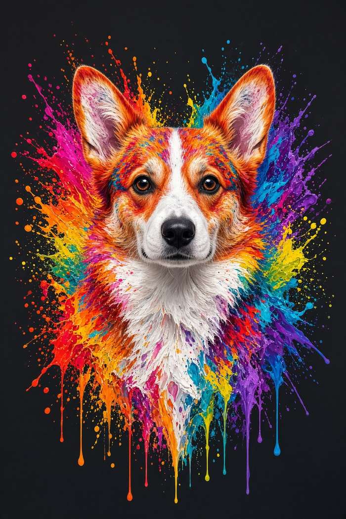 Corgi poster, Paint Splash Dogs