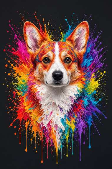 Corgi poster, Paint Splash Dogs