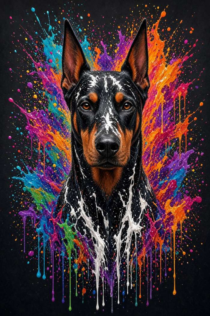 Doberman poster, Paint Splash Dogs