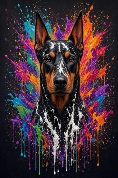 Doberman poster, Paint Splash Dogs