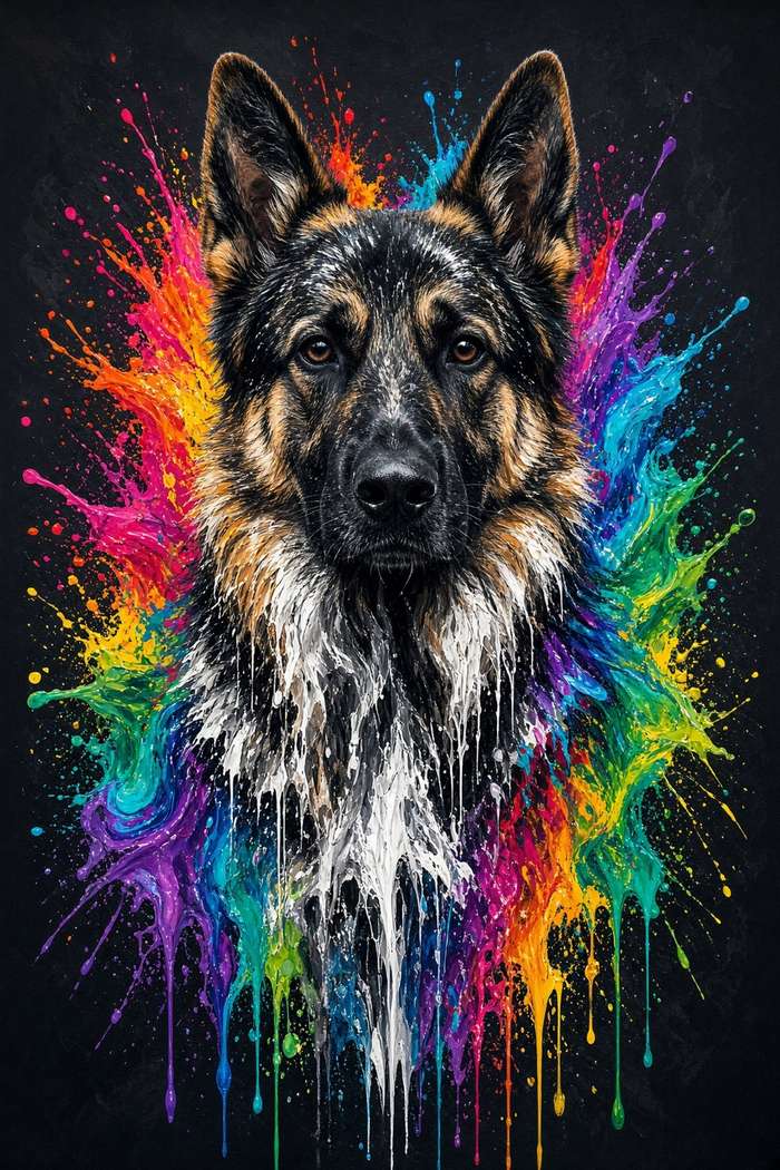 German Shepherd poster, Paint Splash Dogs
