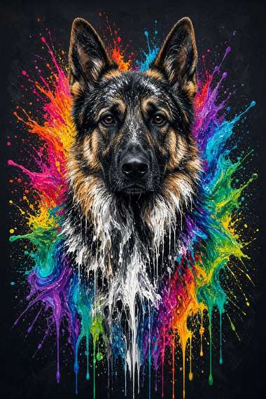 German Shepherd poster, Paint Splash Dogs