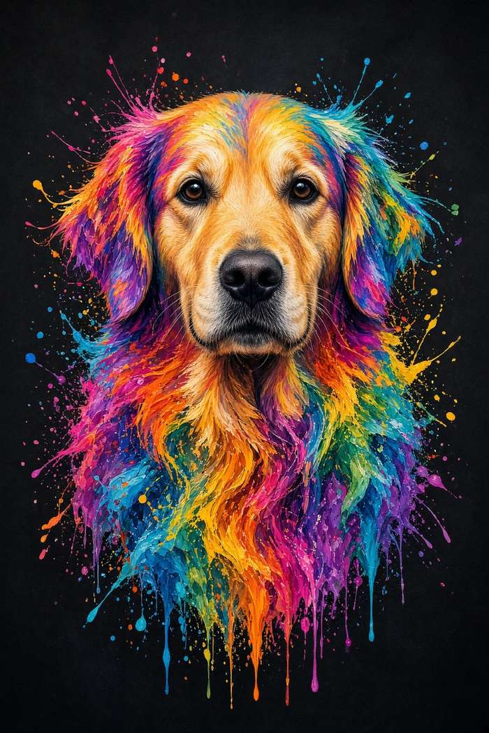 Golden Retriever poster, Paint Splash Dogs