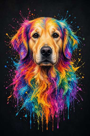Golden Retriever poster, Paint Splash Dogs