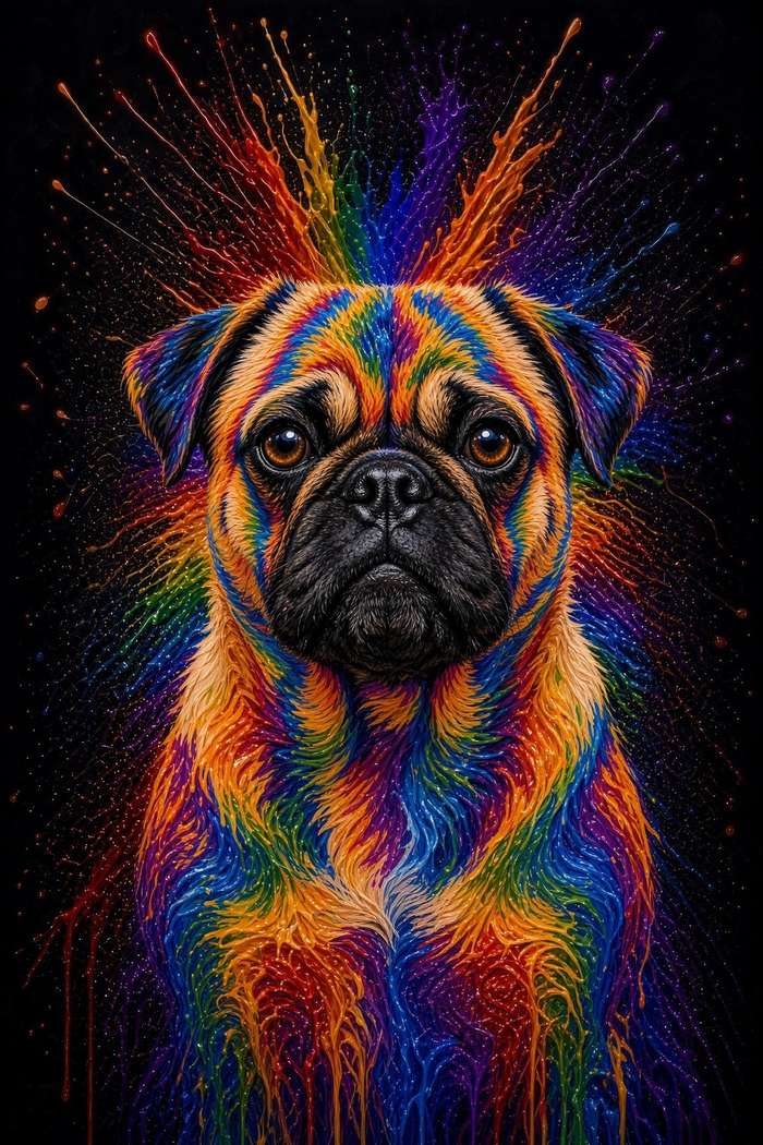 Pug poster, Paint Splash Dogs