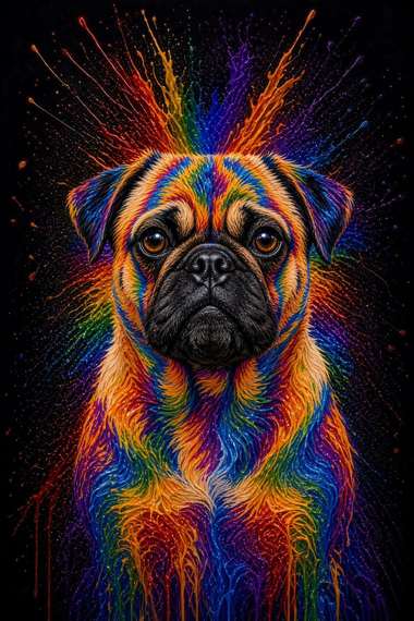 Pug poster, Paint Splash Dogs