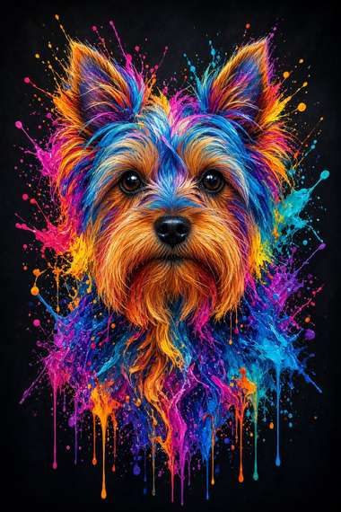 Yorkshire Terrier poster, Paint Splash Dogs