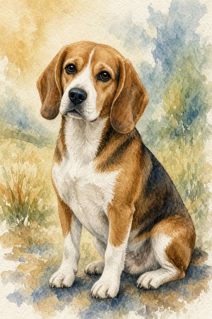 Beagle poster, Watercolor Dogs