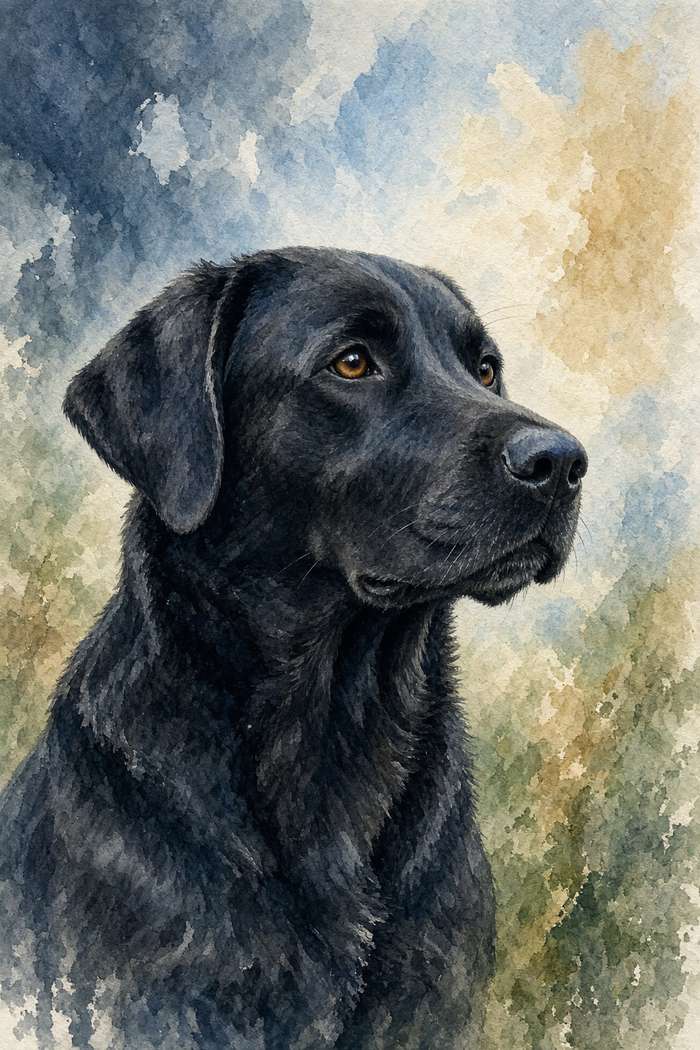 Black Labrador poster, Watercolor Dogs