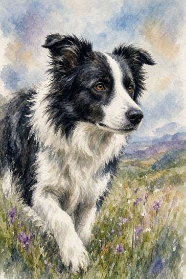 Border Collie poster, Watercolor Dogs