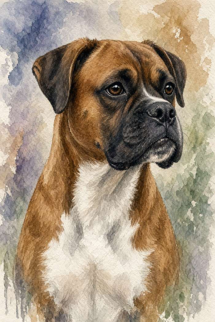 Boxer poster, Watercolor Dogs