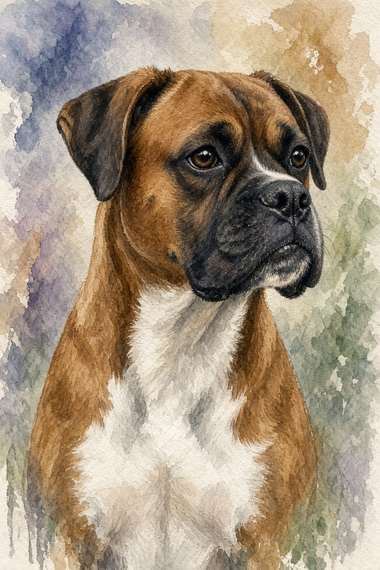 Boxer poster, Watercolor Dogs