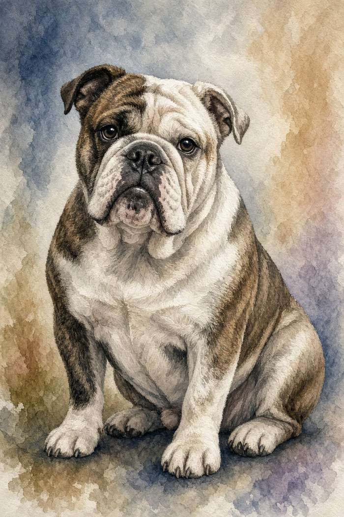 Bulldog poster, Watercolor Dogs