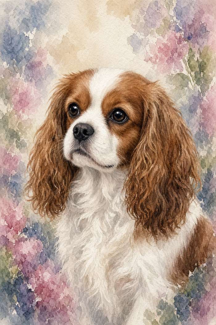 Cavalier King Charles poster, Watercolor Dogs