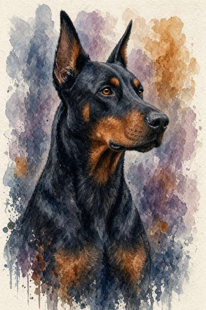 Doberman poster, Watercolor Dogs