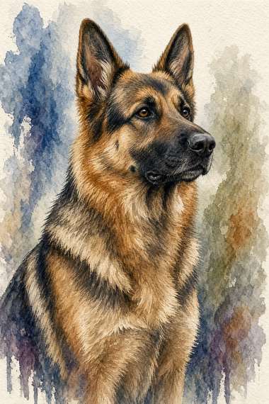 German Shepherd poster, Watercolor Dogs