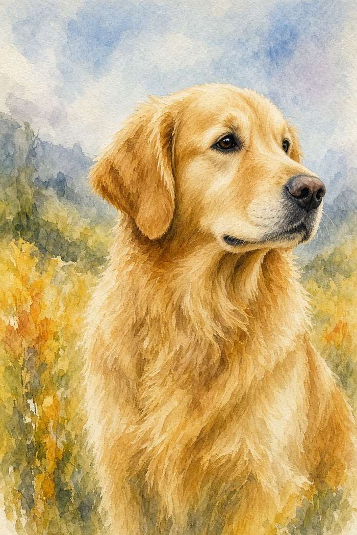 Golden Retriever poster, Watercolor Dogs