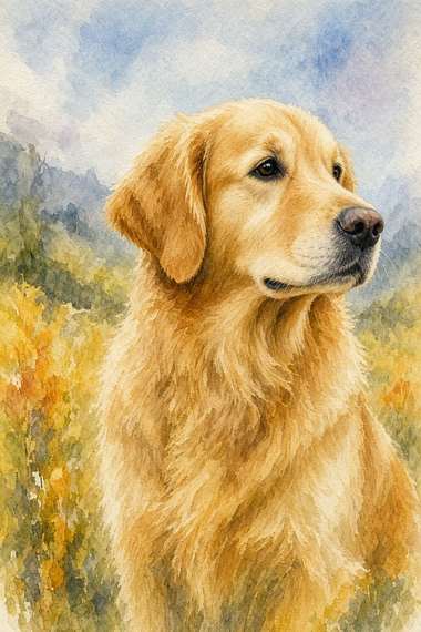 Golden Retriever poster, Watercolor Dogs