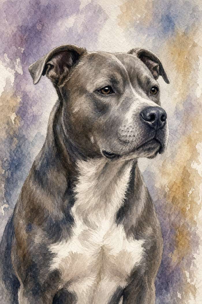Pit Bull poster, Watercolor Dogs