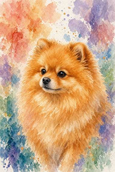 Pomeranian poster, Watercolor Dogs