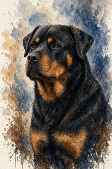 Rottweiler poster, Watercolor Dogs