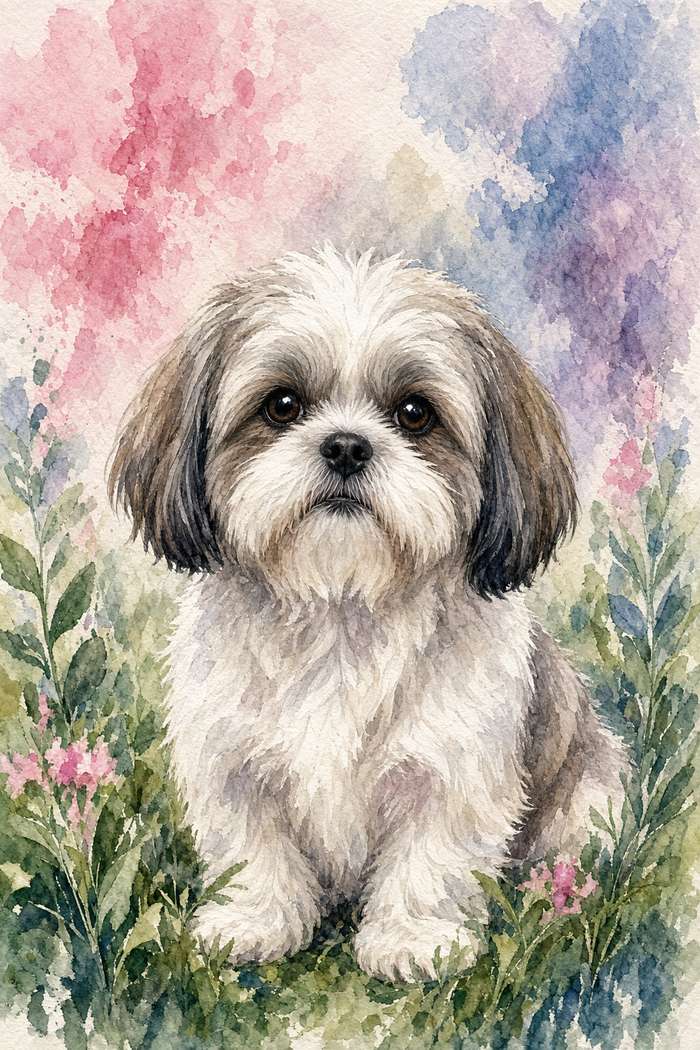 Shih Tzu poster, Watercolor Dogs