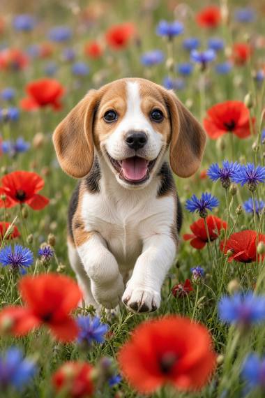 Beagle poster, Flower Puppies