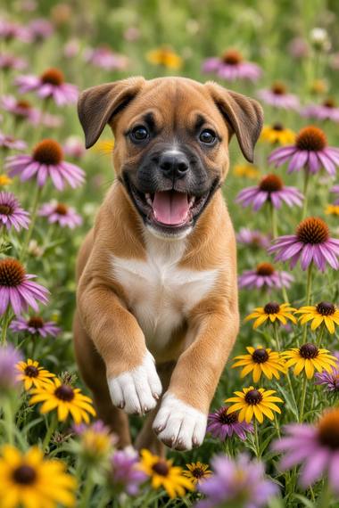 Boxer poster, Flower Puppies