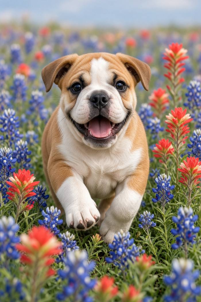 Bulldog poster, Flower Puppies