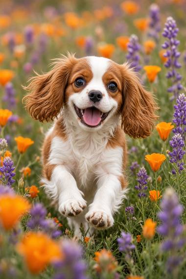 Cavalier King Charles poster, Flower Puppies