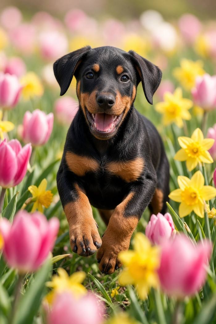 Doberman poster, Flower Puppies
