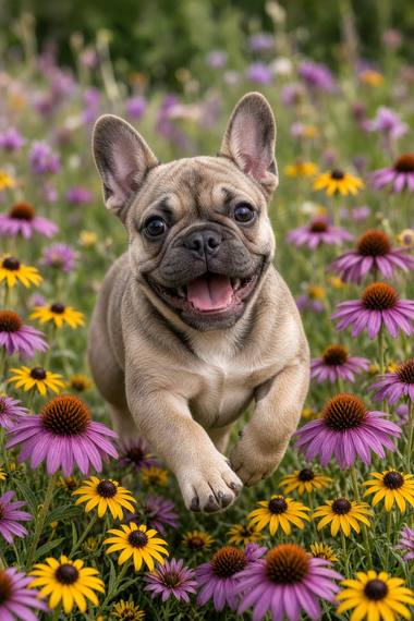 French Bulldog poster, Flower Puppies