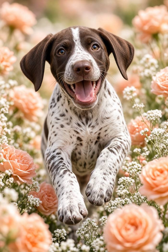 German Shorthaired Pointer poster, Flower Puppies